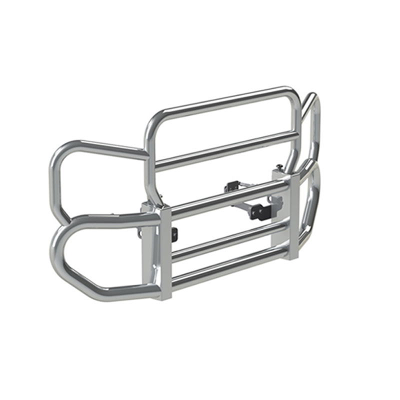 Polished stainless steel deer guard with bracket
